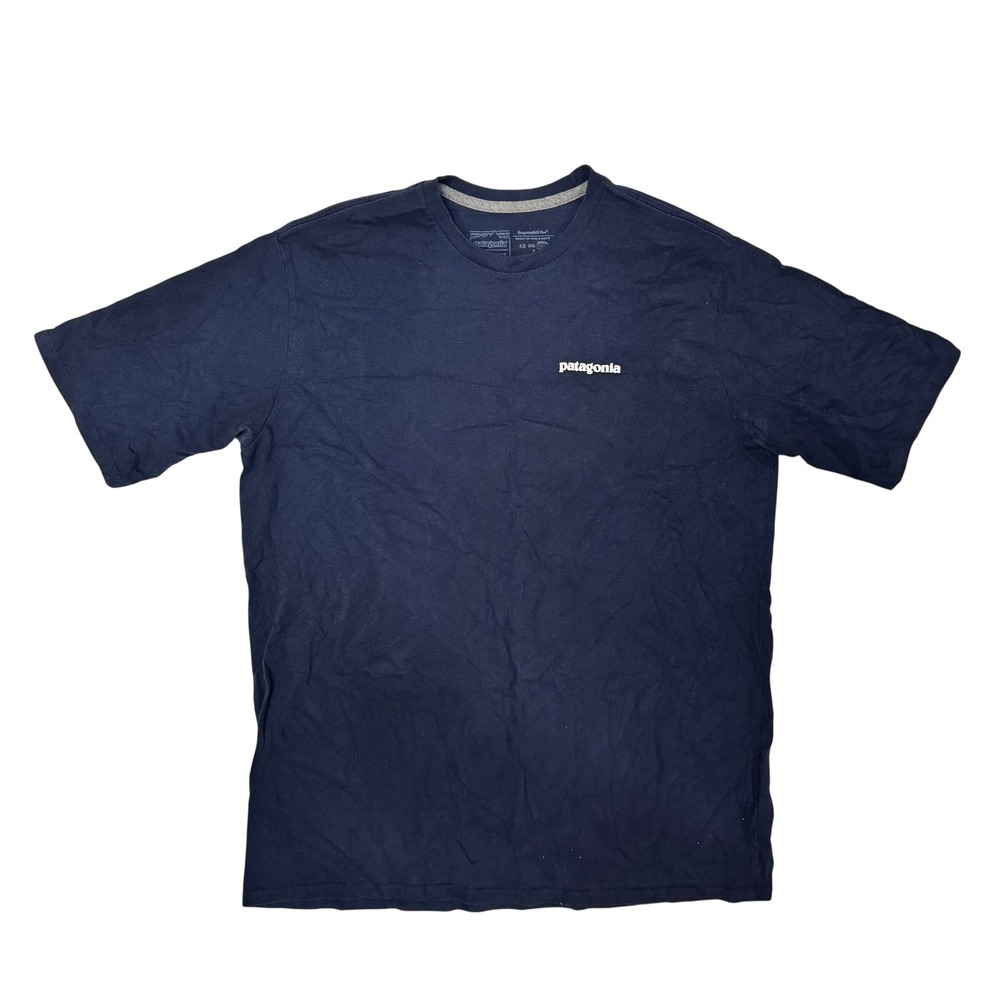 Patagonia Mens P-6 Logo Responsibili-Tee Navy Blue Short Sleeve T-Shirt L